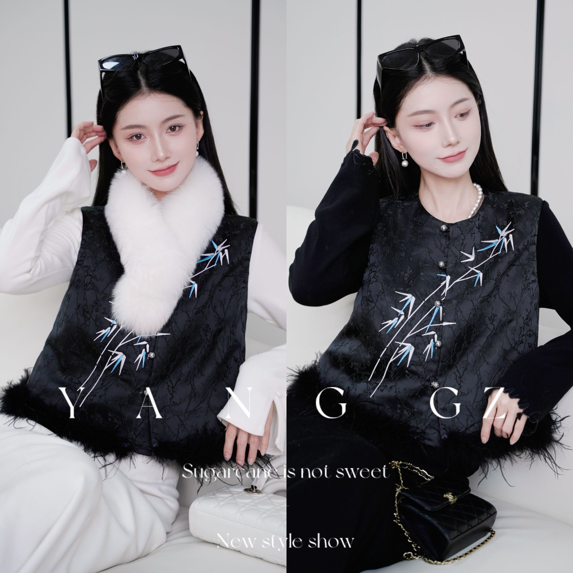 YANG GZ【墨竹】新中式竹子刺绣圆领开衫马甲女 GZ5153GL602567