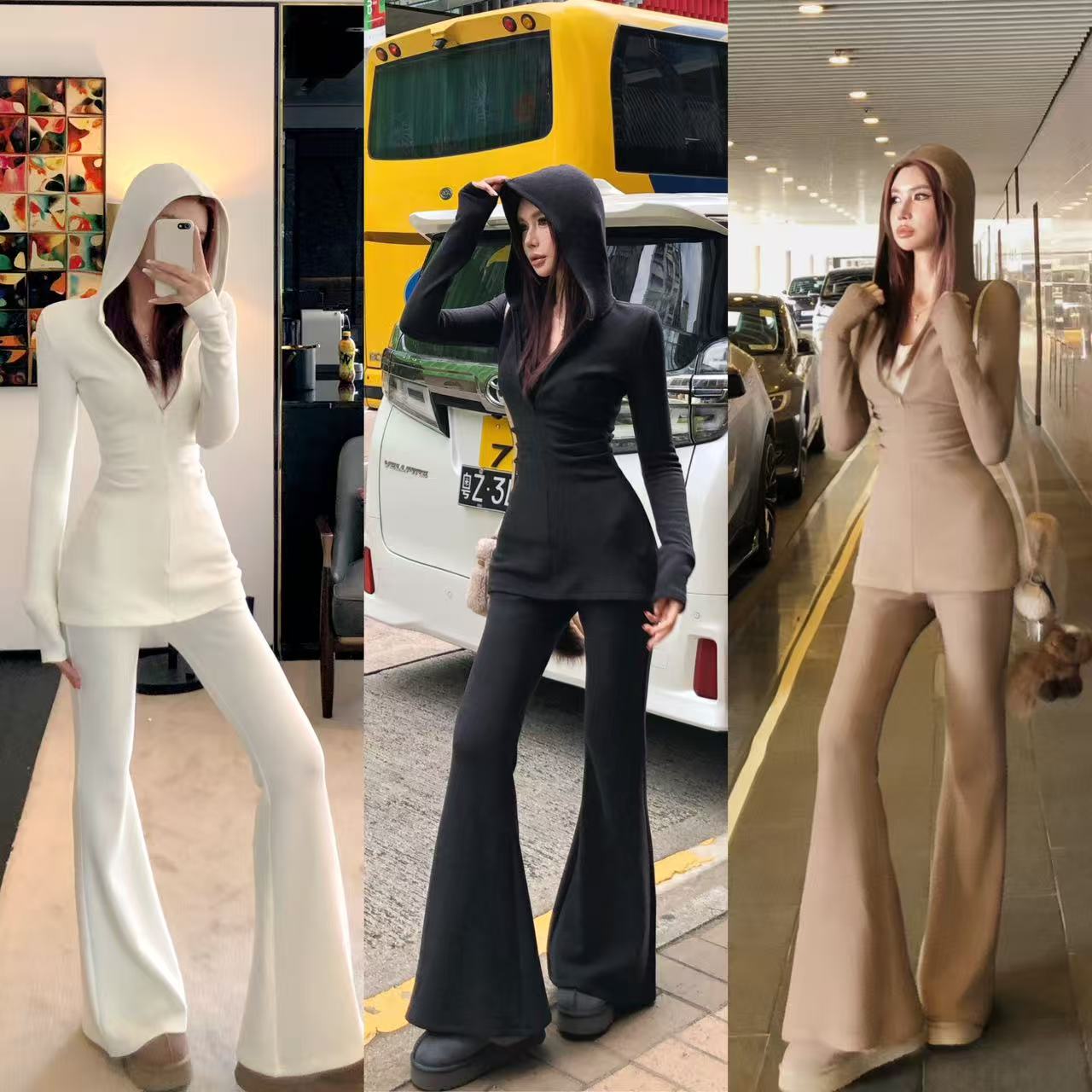 婉君Y【连帽瘦瘦套】原创自发热“320g羊毛”显瘦套装LWJ25D4TZ4368