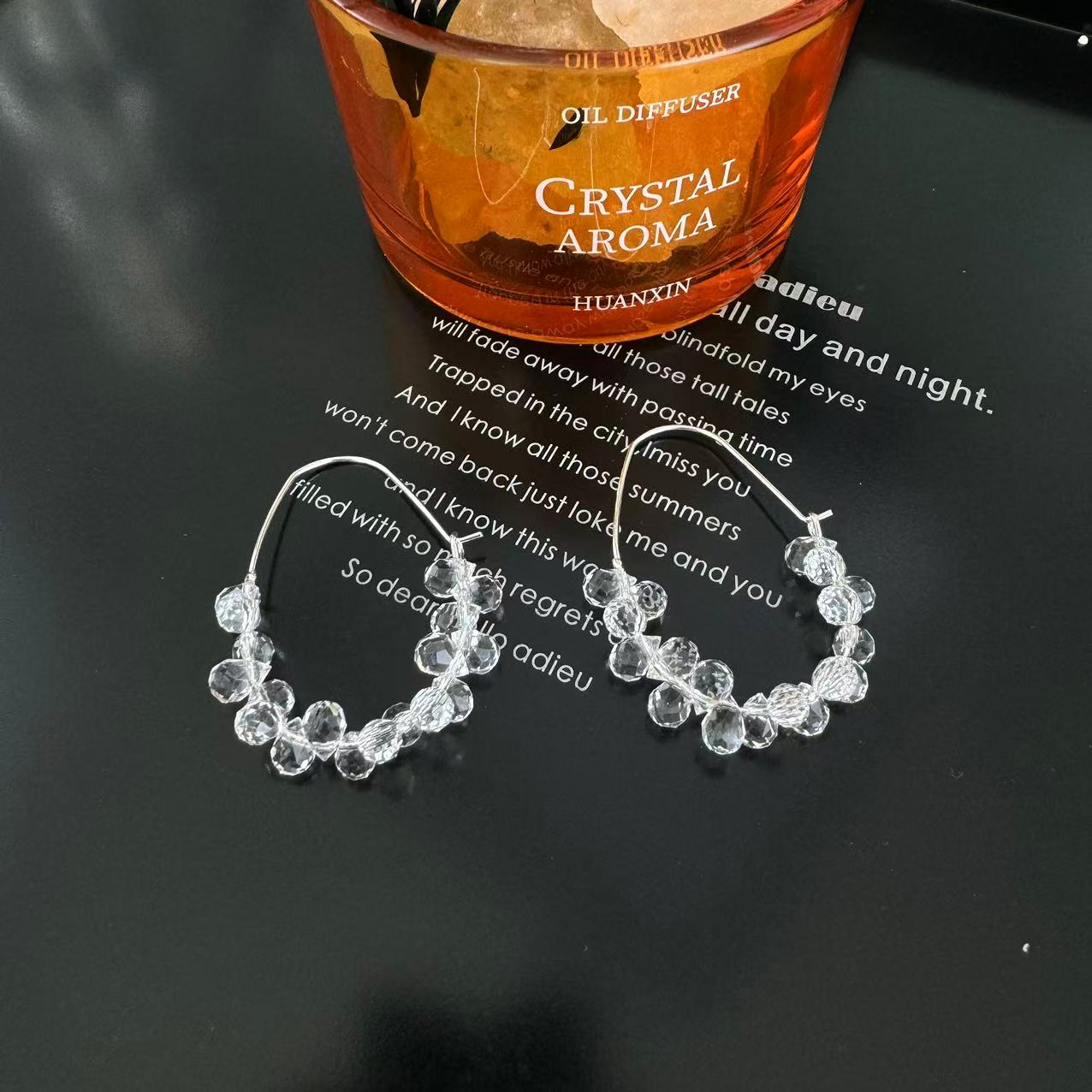 非金属仿水晶耳饰 法式圈圈水晶耳环EH327