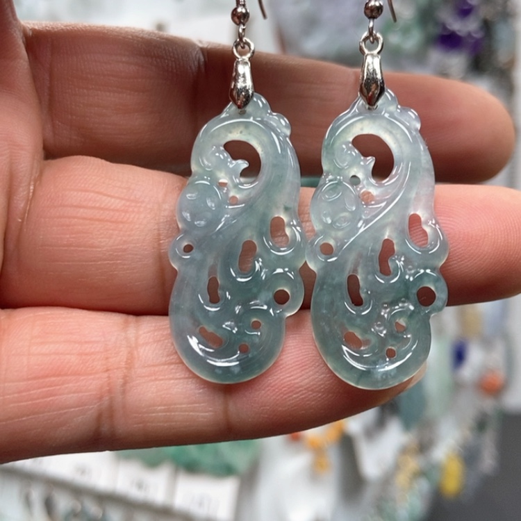 【闪购商品】翡翠耳饰银S925镶嵌耳饰