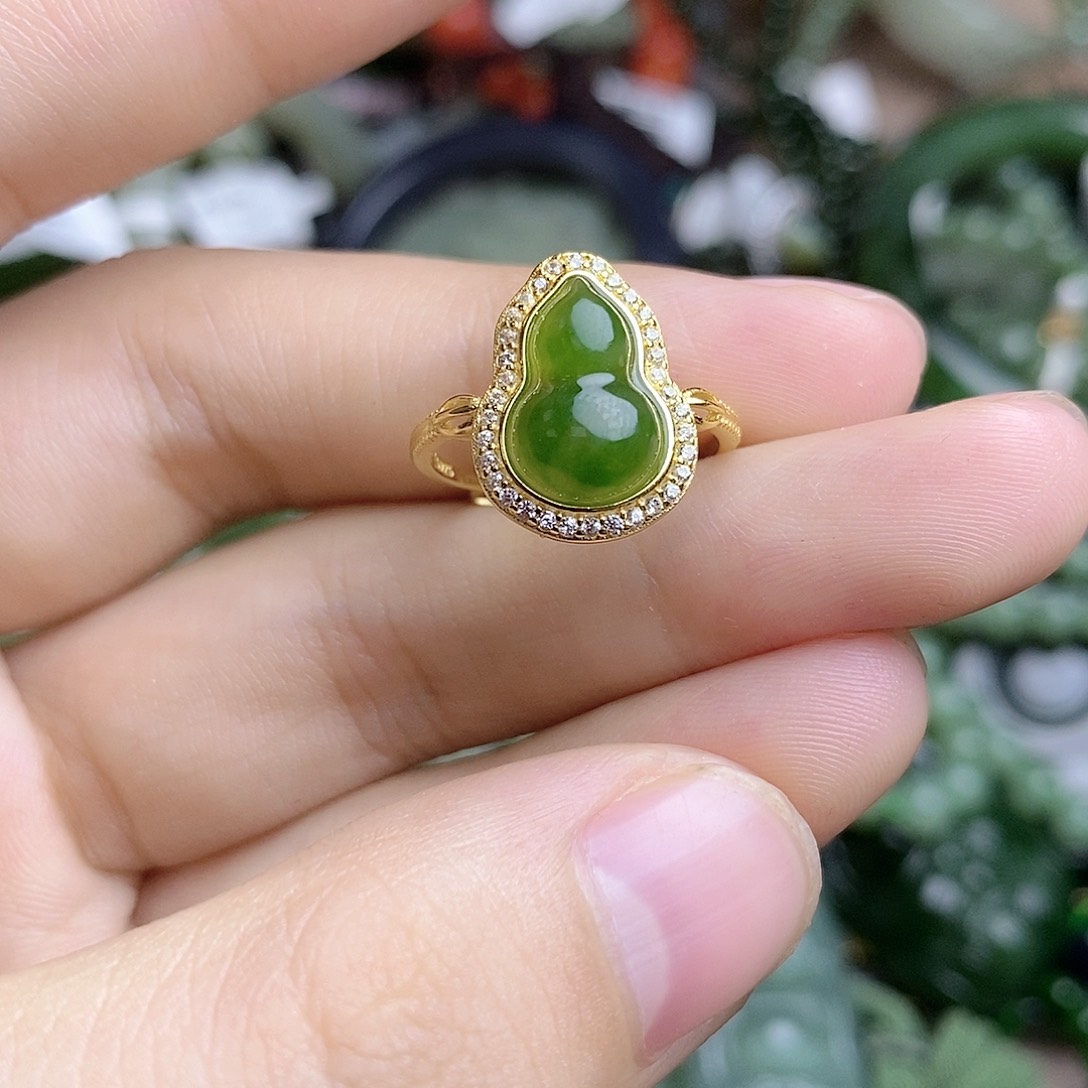 和田玉（碧玉）戒指银S925镶嵌