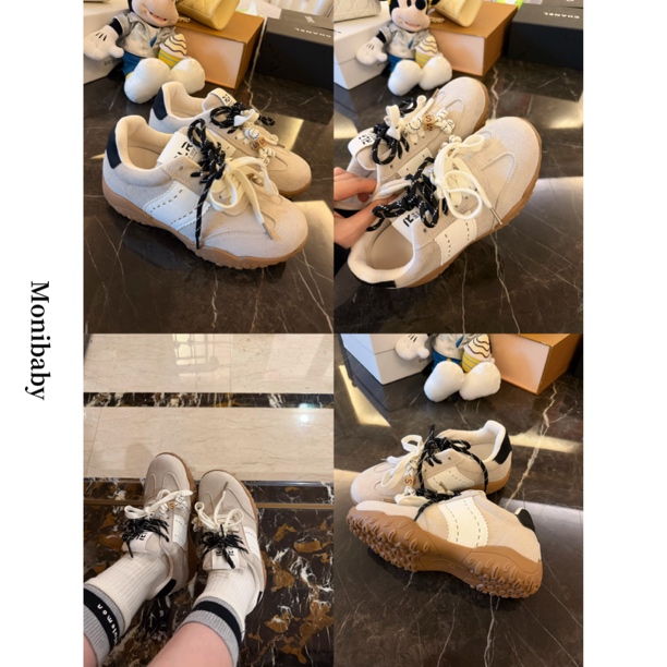 Moni【6cm德训鞋】超耐磨内增高小个子真皮牛皮复古阿甘运动鞋