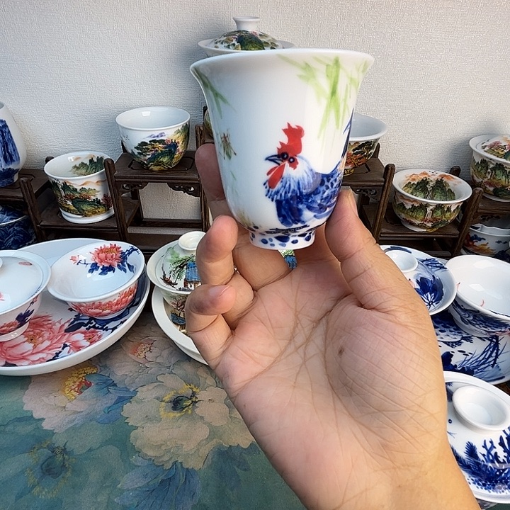忠意堂釉下彩公鸡