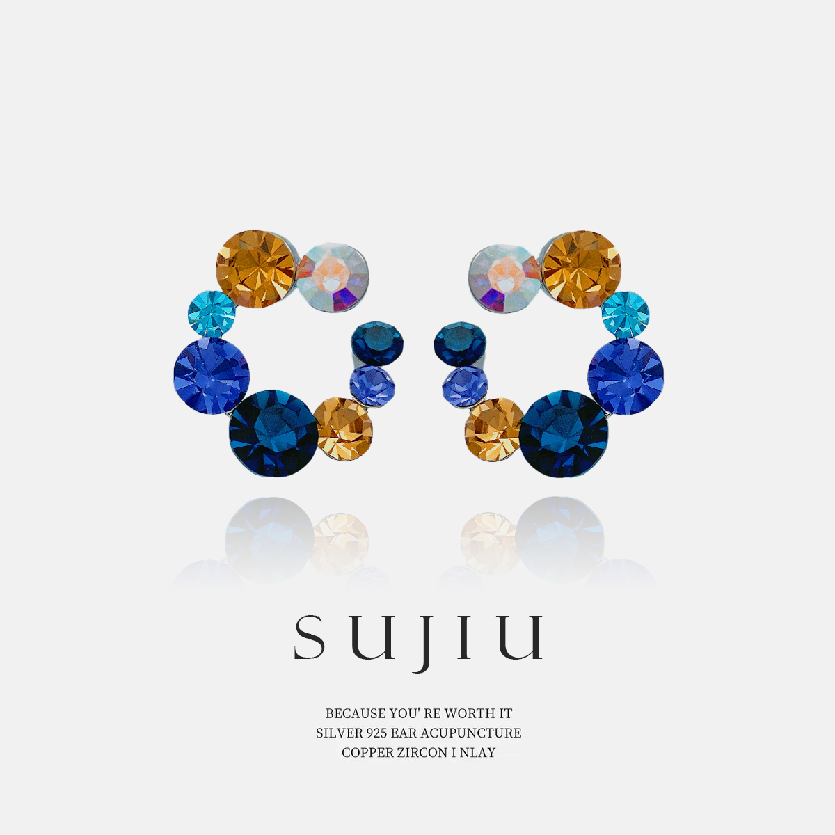 铜合金耳饰 SUJIU 925银针【循环】彩色小众时尚耳钉耳环耳坠7401