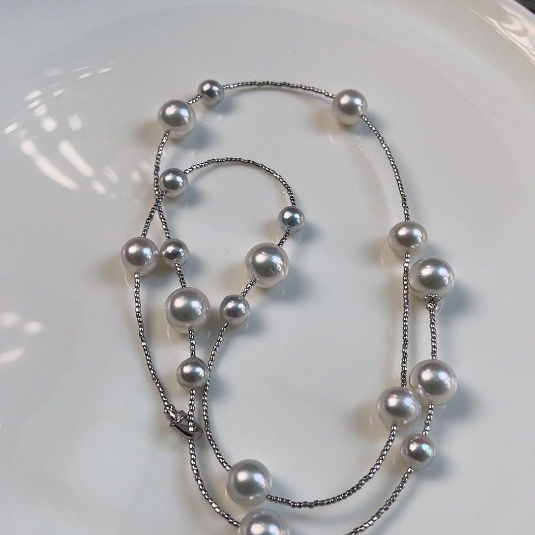 未镶嵌颈饰海水珍珠澳白毛衣链9-13mm