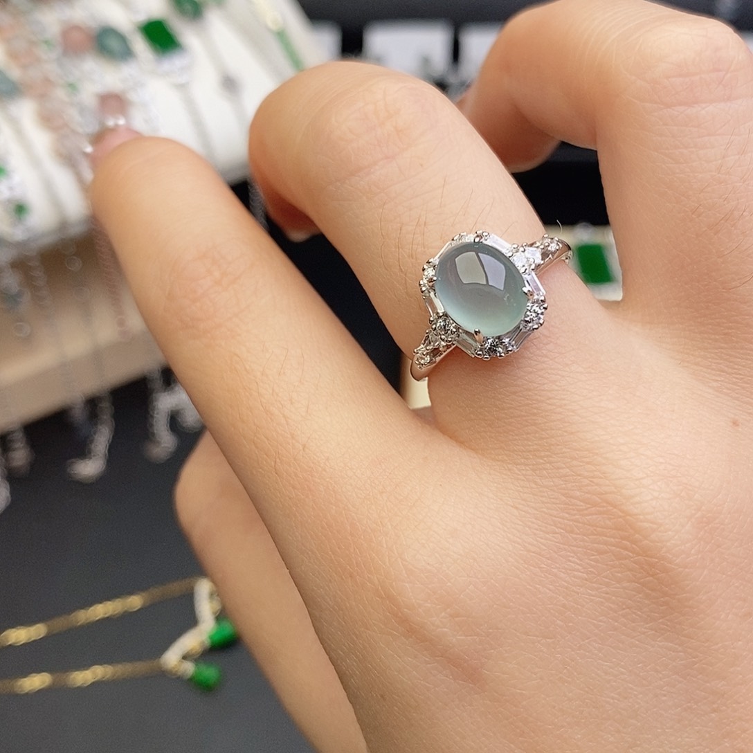 翡翠银S925镶嵌戒指