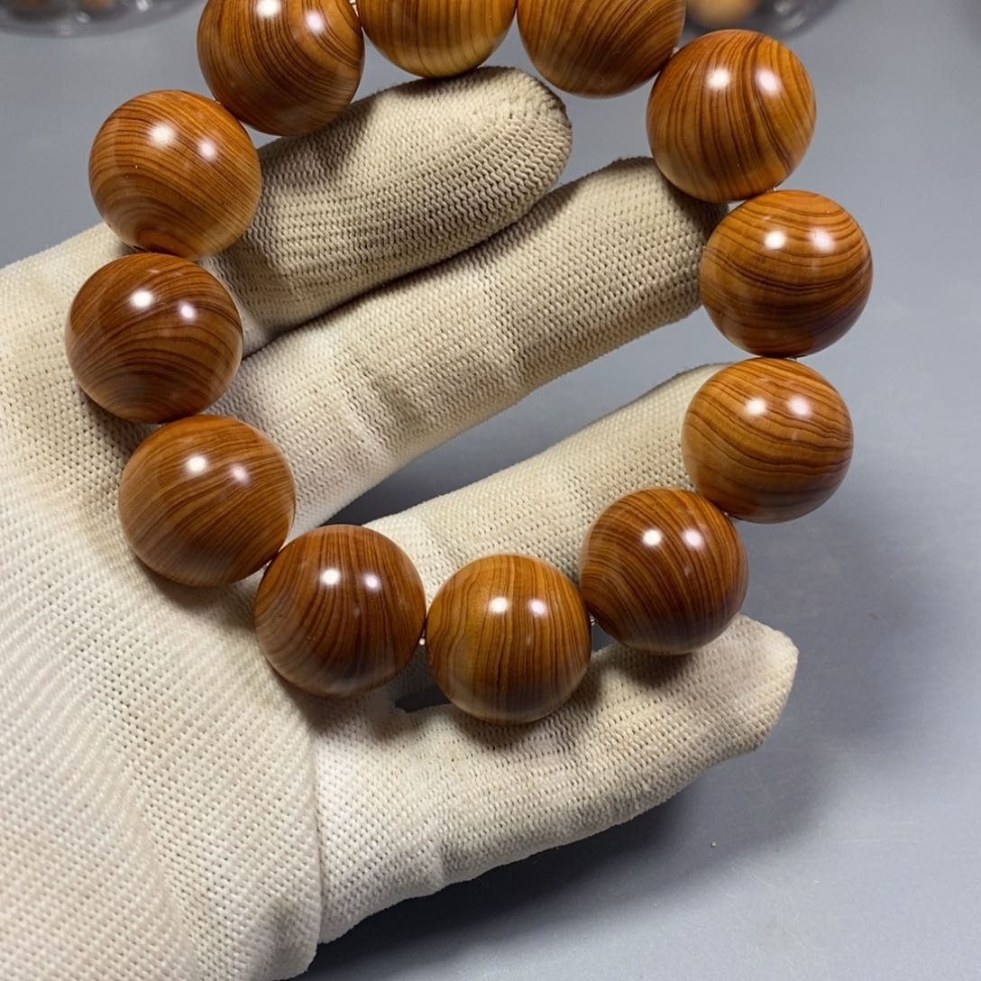 柏木手串/手链南太行陈化崖柏手串白粉碳化料乱纹2.0