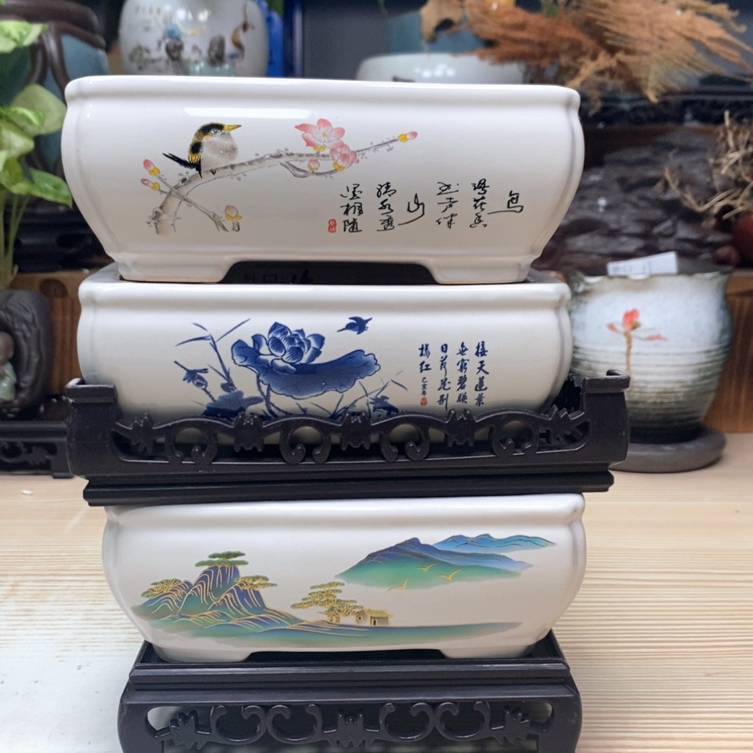 紫砂花盆陶瓷艺术花盆陶瓷