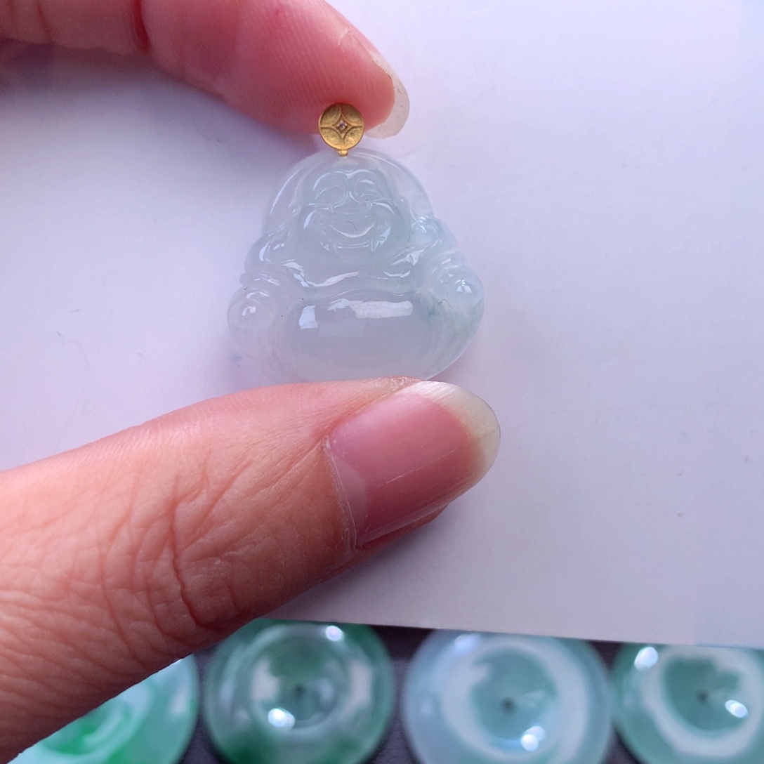 翡翠吊坠(不含链)18K金镶嵌