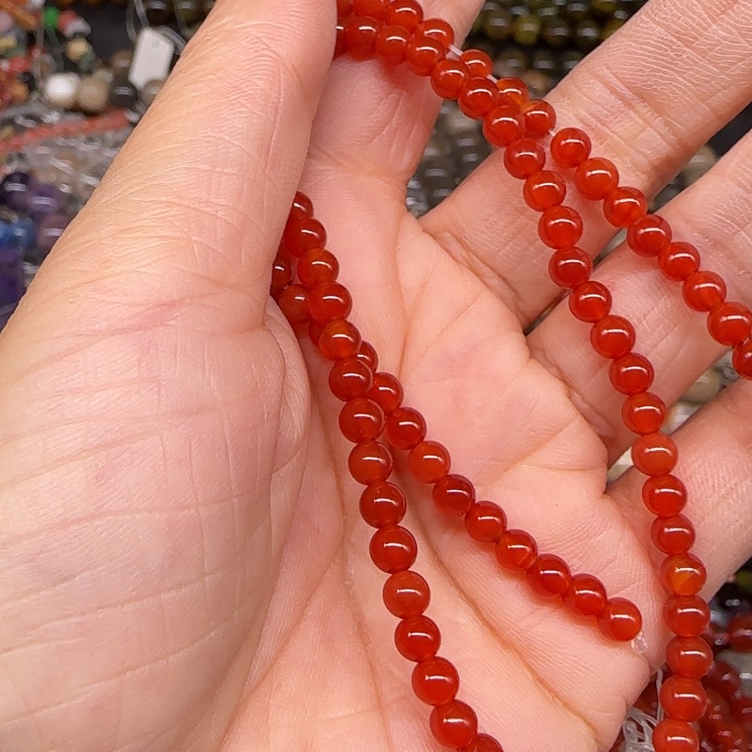 玛瑙/玉髓合金珠宝半成品红玛瑙4mm一条