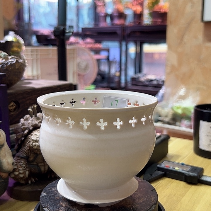 红陶DIP白色陶瓷盆内口10高10