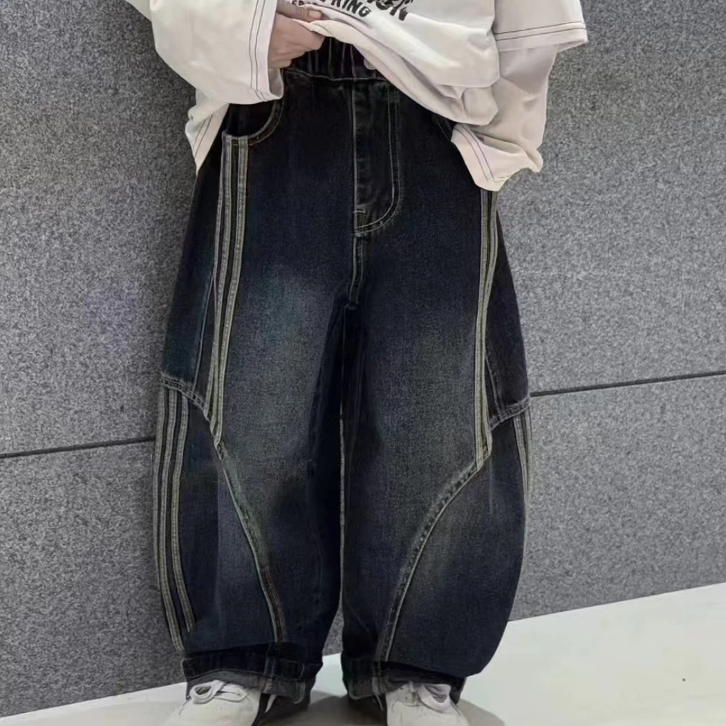 男童牛仔裤子秋装2025新款时尚中大童休闲裤直筒宽松儿童老爹裤潮