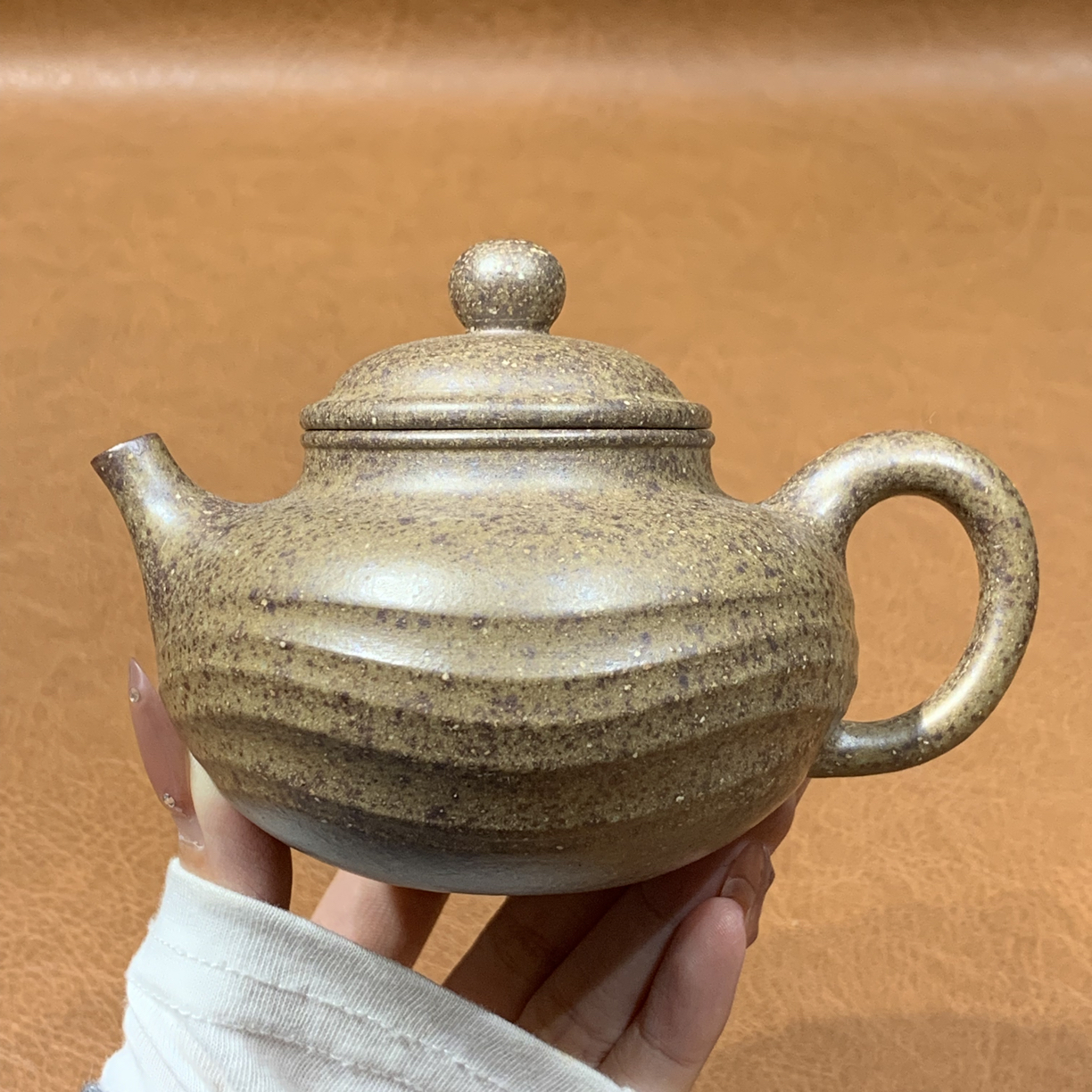 原矿蟹壳青段泥高温柴烧容音壶半手工190毫升宜兴紫砂壶197