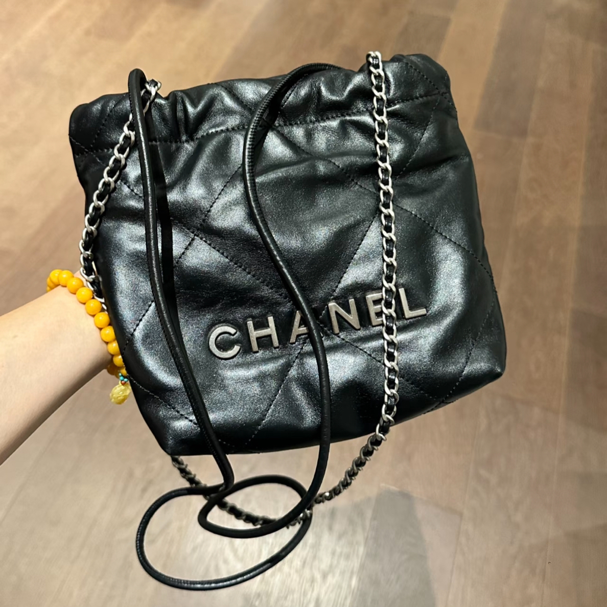 95新 Chanel/香奈儿 黑银mini22bag垃圾袋 24年芯片 51325