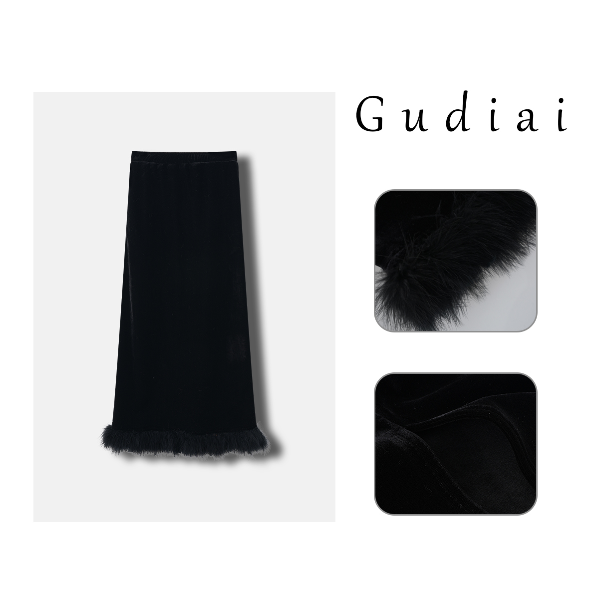 Gudiai/古迪爱【暮色】秋冬气质显瘦国风半身裙A355-Q2416