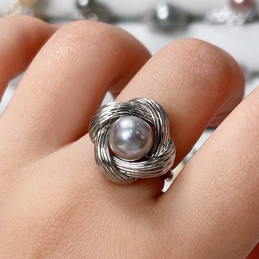 海水珍珠戒指银S925镶嵌