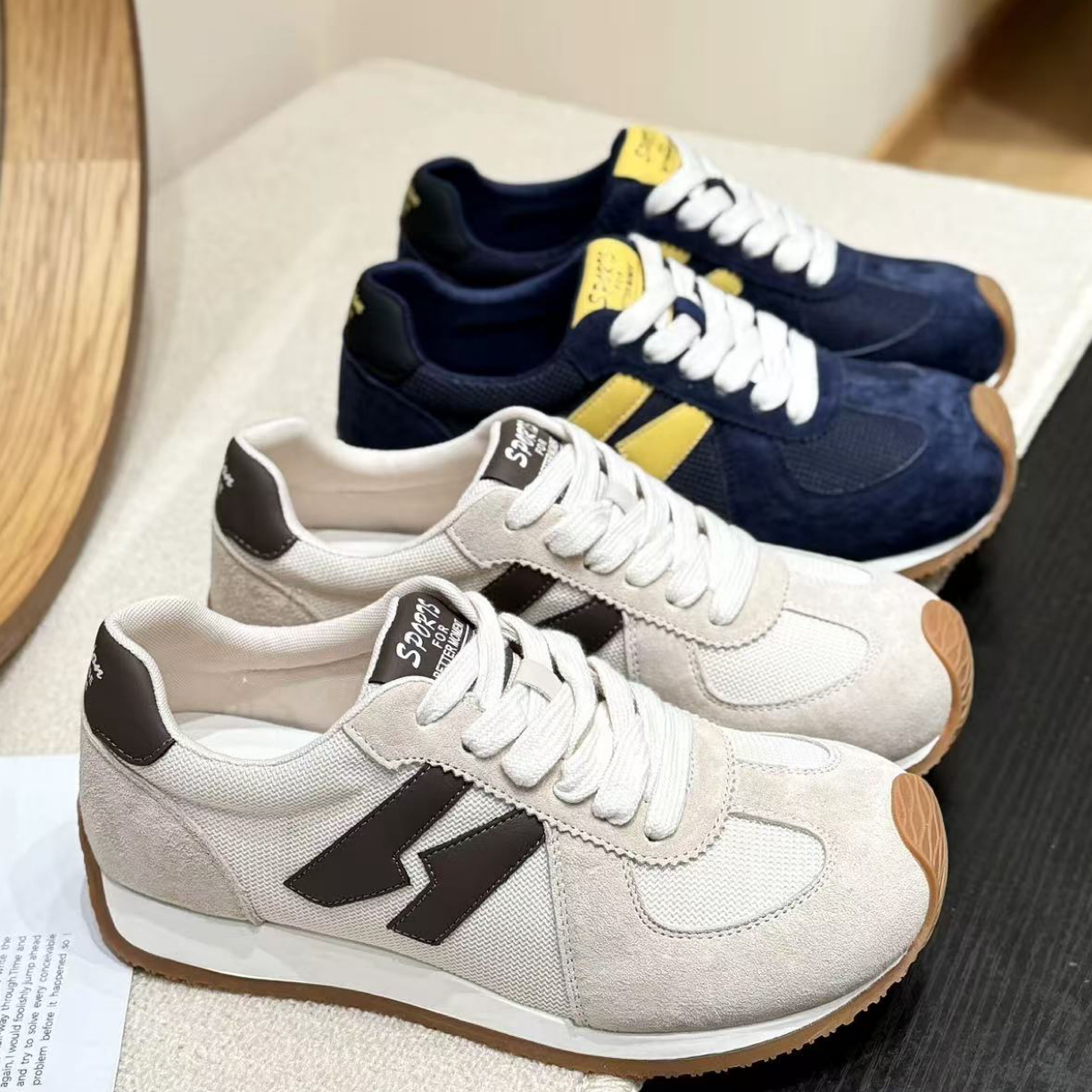 真皮复古德训鞋女2025秋冬新款百运动好搭阿甘鞋 msbe 5651