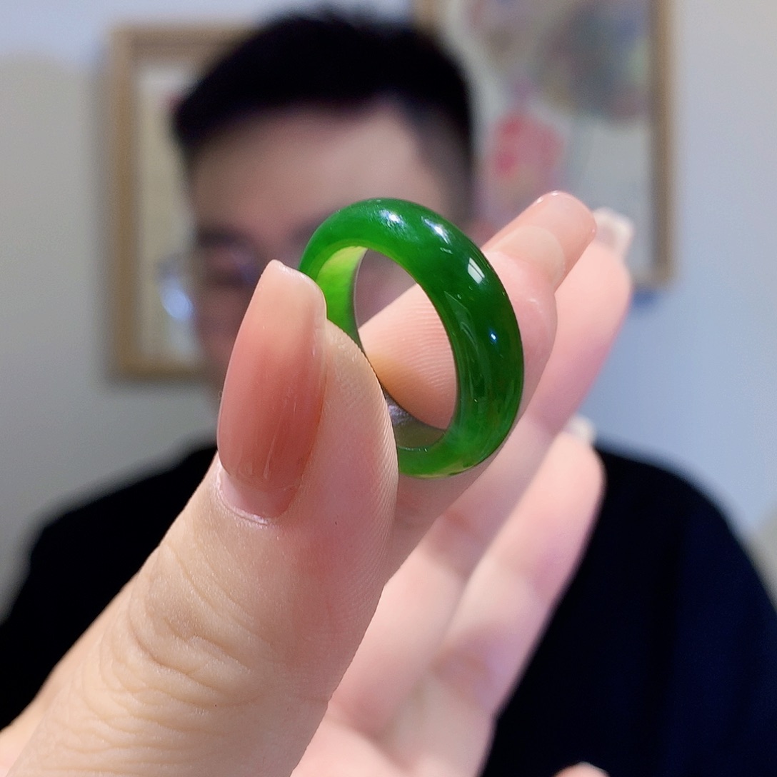 和田玉（碧玉）戒指未镶嵌圈口自己备注