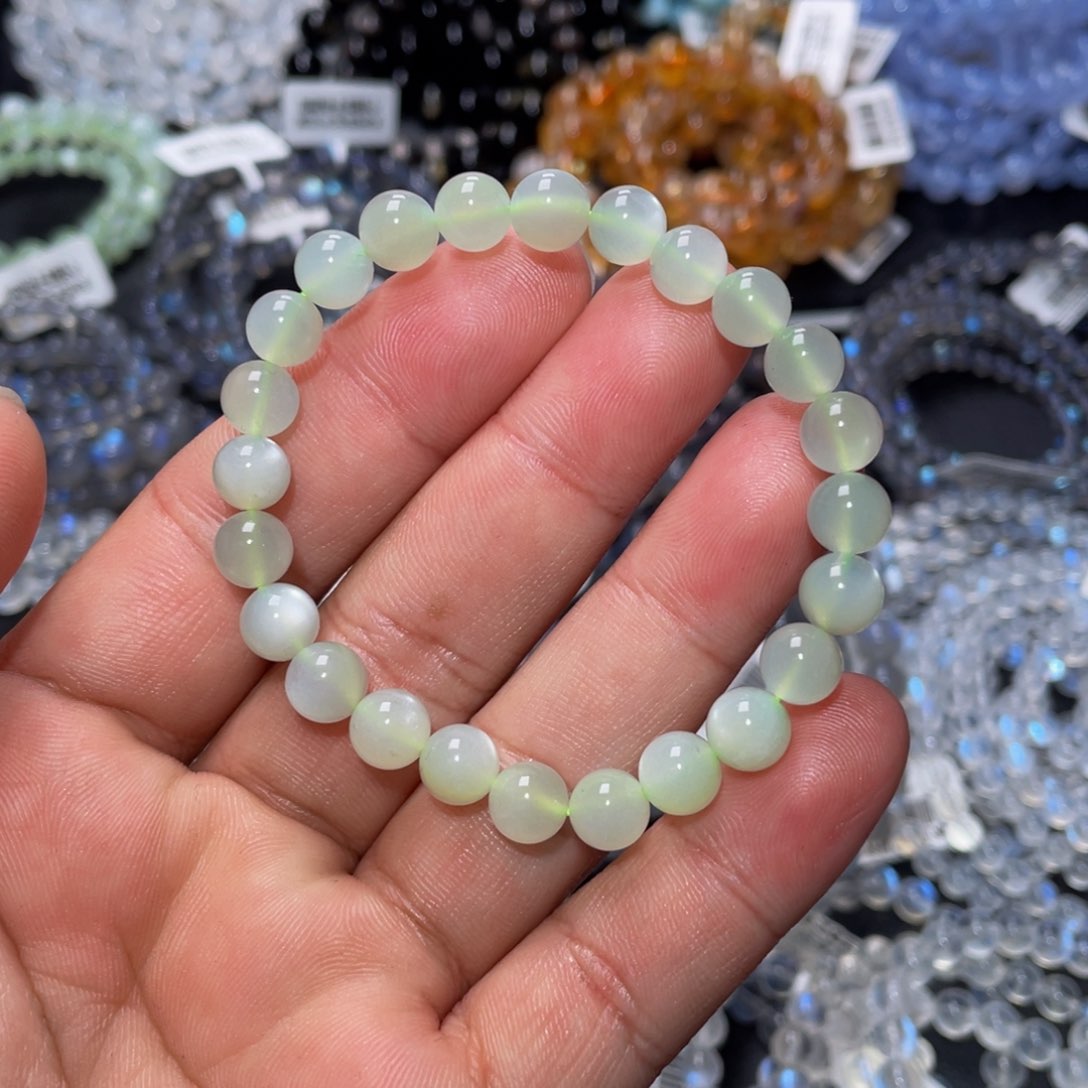 月光石手链未镶嵌绿体白月光手链7.5m