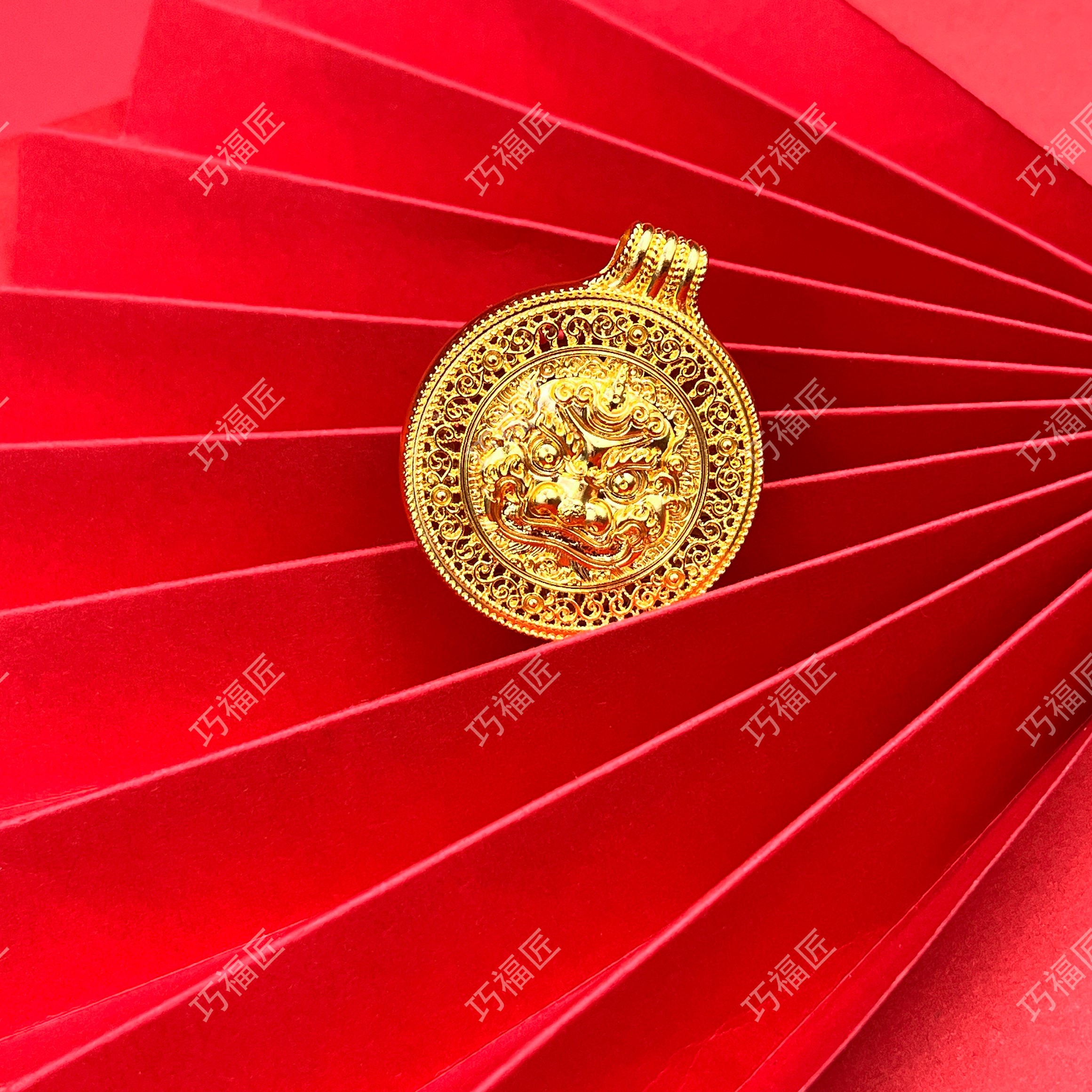 吊坠足银 独角兽吊牌 时尚手工素款挂坠大气百搭双面轻奢古法