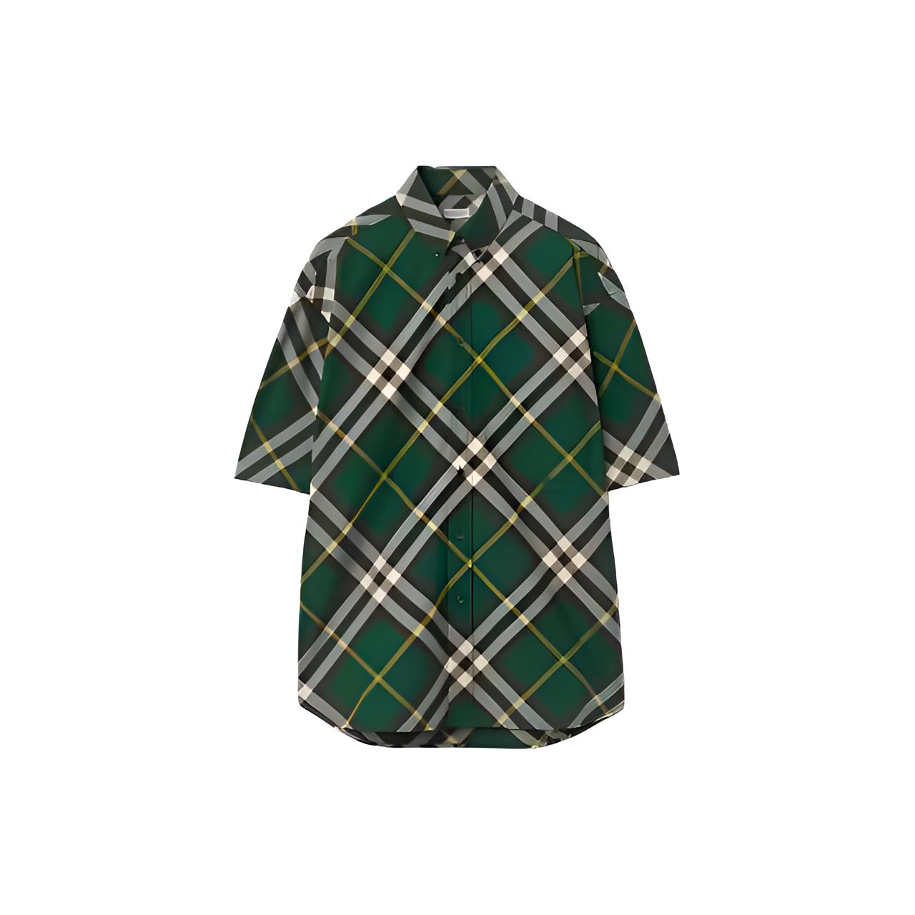 99新  BURBERRY/博柏利 格纹宽松短袖衬衫外套