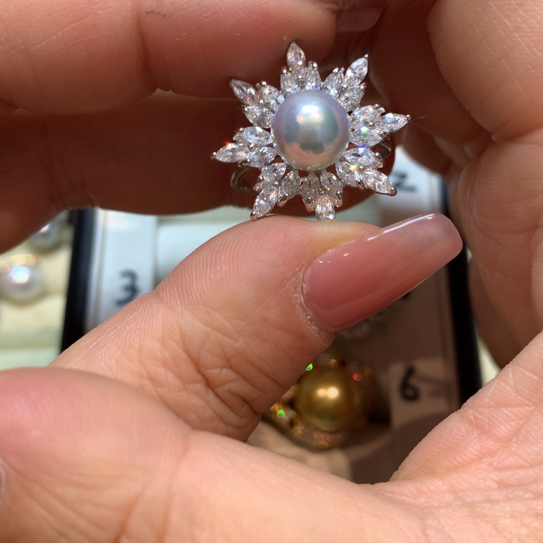 海水珍珠戒指银S925镶嵌