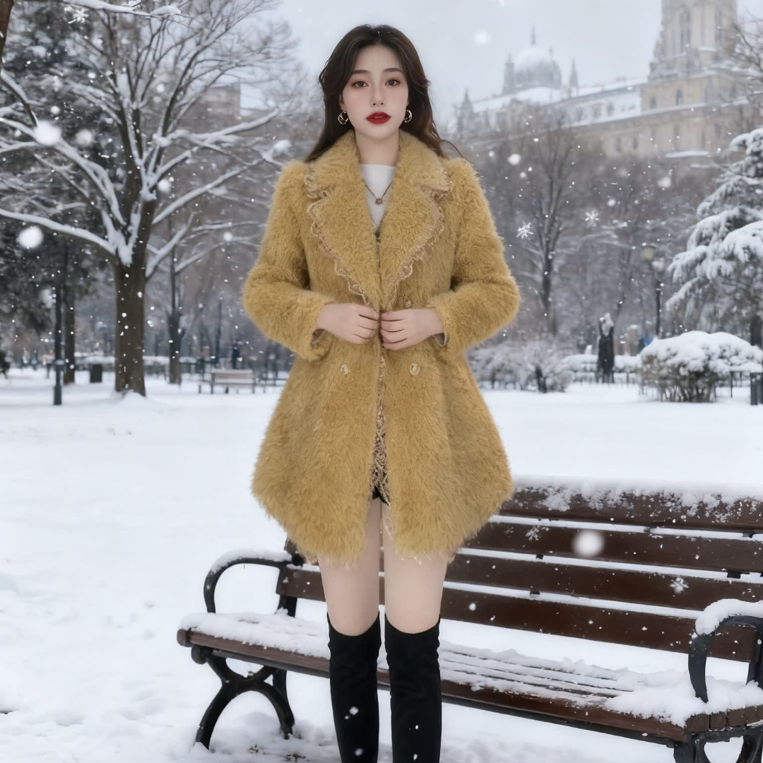 小香风2025年秋冬季蕾丝边气质时尚加绒加厚优雅显瘦一体开衫外套