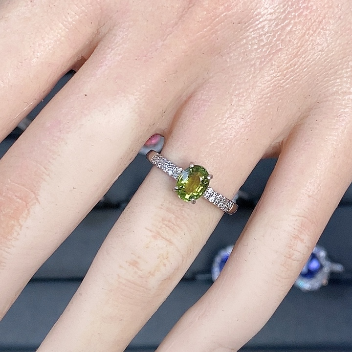 绿色碧玺戒指银S925镶嵌