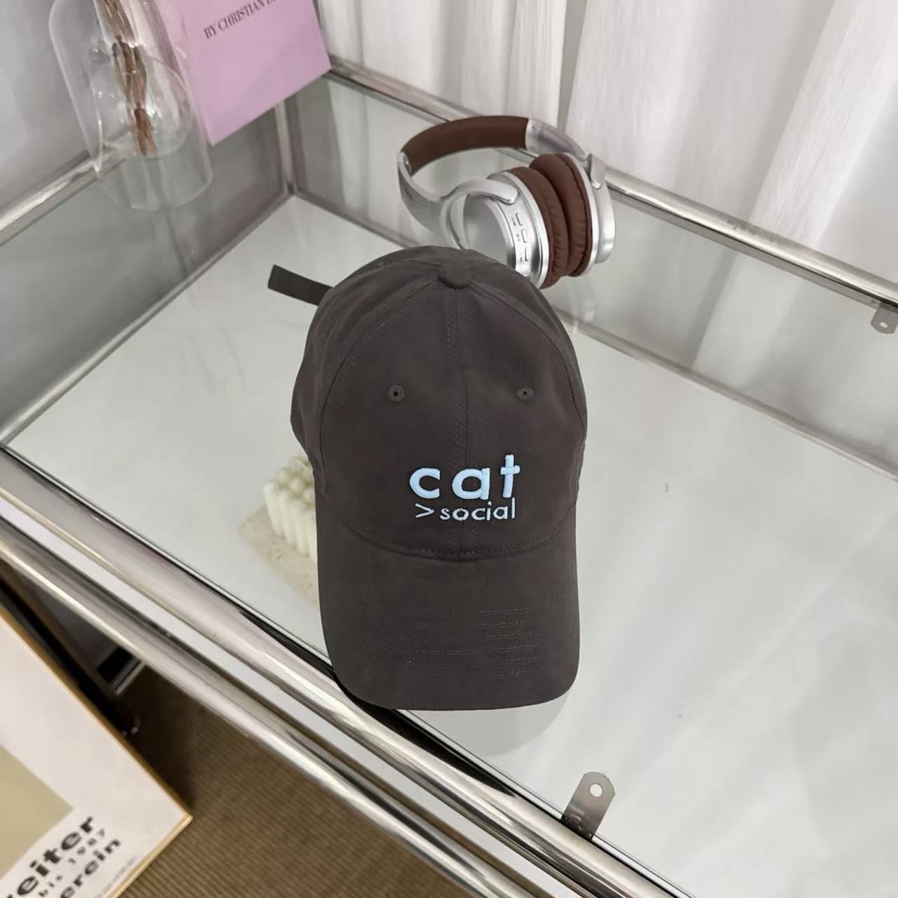 SHIJIU   蓝字母  CAT 棒球帽 韩系款！