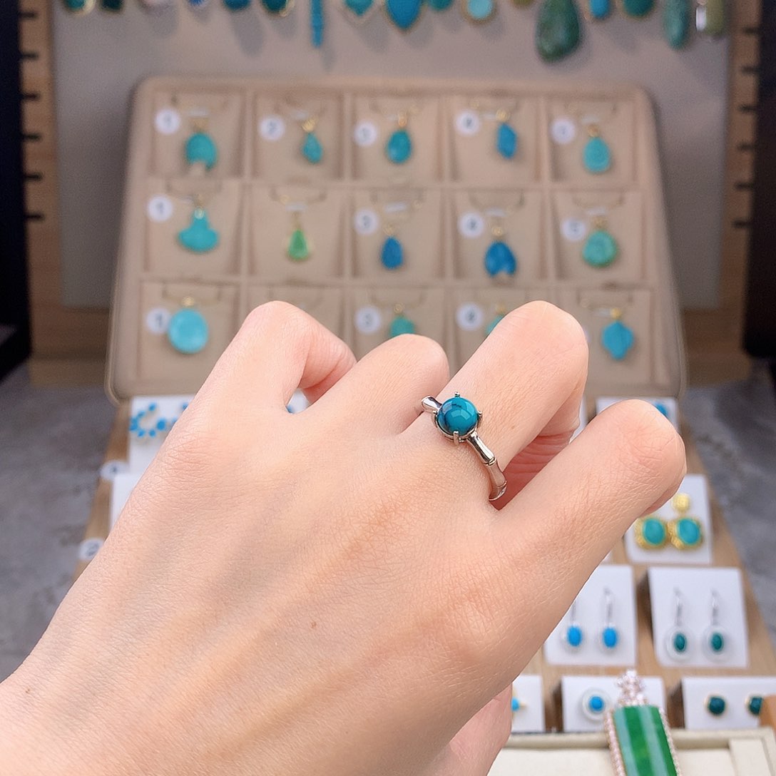 绿松石银S925镶嵌戒指