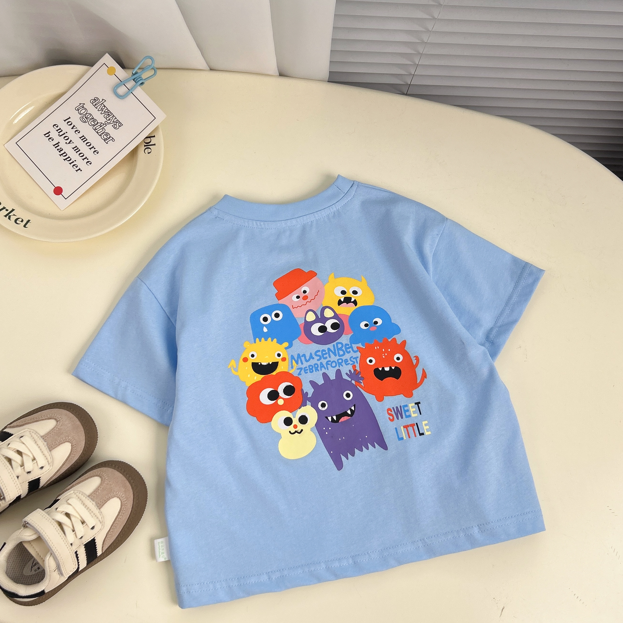 男童T恤2025蓝色纯色印花T恤BMX25511