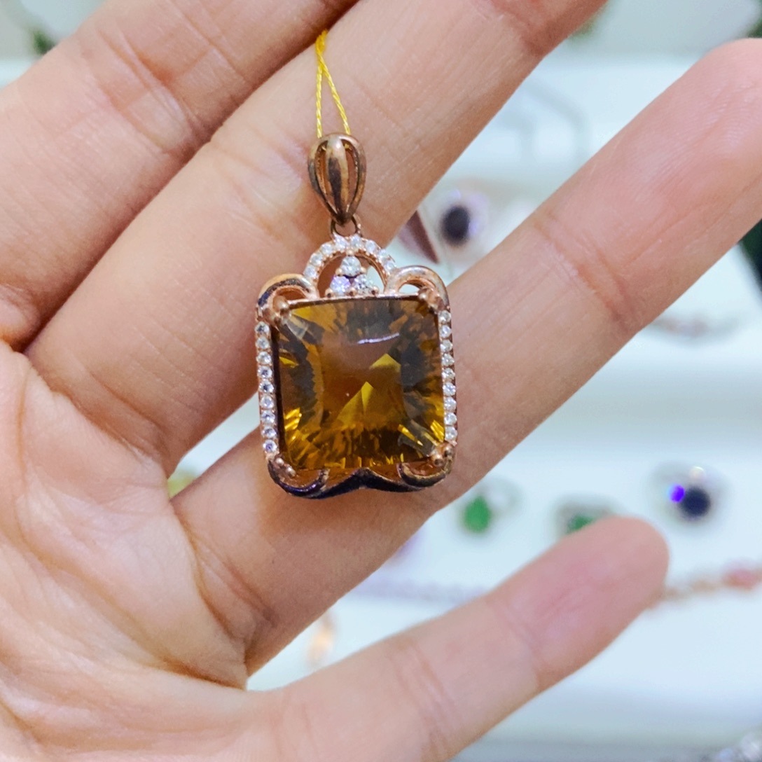 吊坠(赠链)银S925镶嵌黄晶