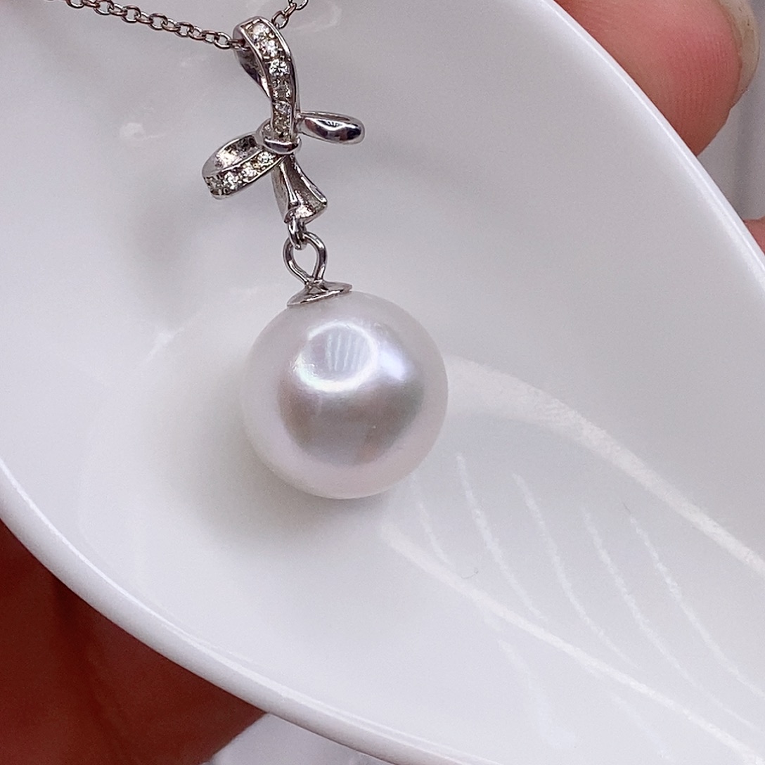 淡水珍珠银S925镶嵌吊坠(赠链)12/13mm