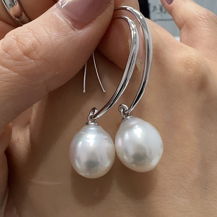 银S925镶嵌耳饰海水珍珠
