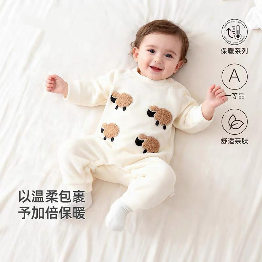 秋冬季宝宝衣服奥利绒连体衣爬服抓绒保暖户外婴幼儿衣服秋冬装
