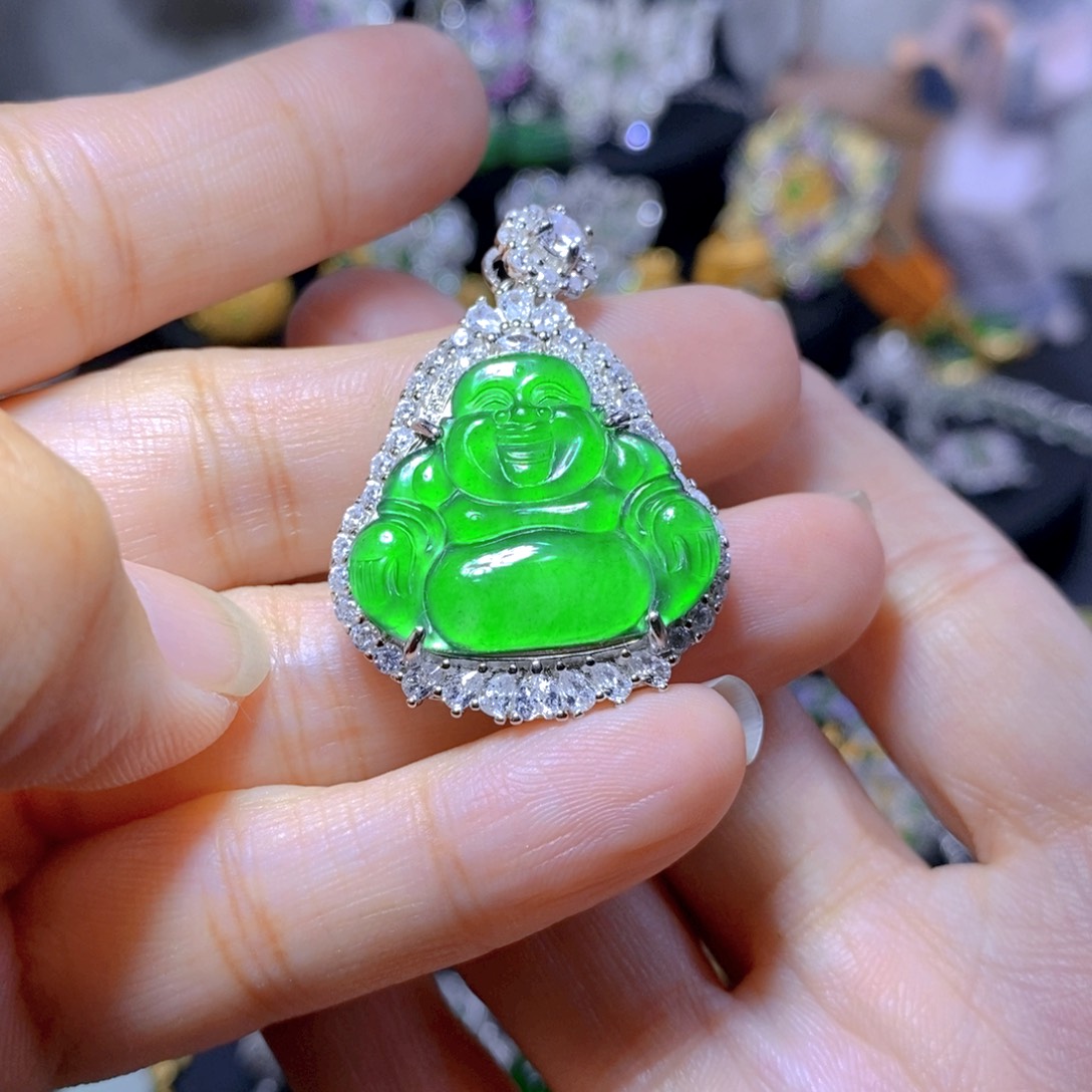 翡翠银S925镶嵌耳饰天然翡翠