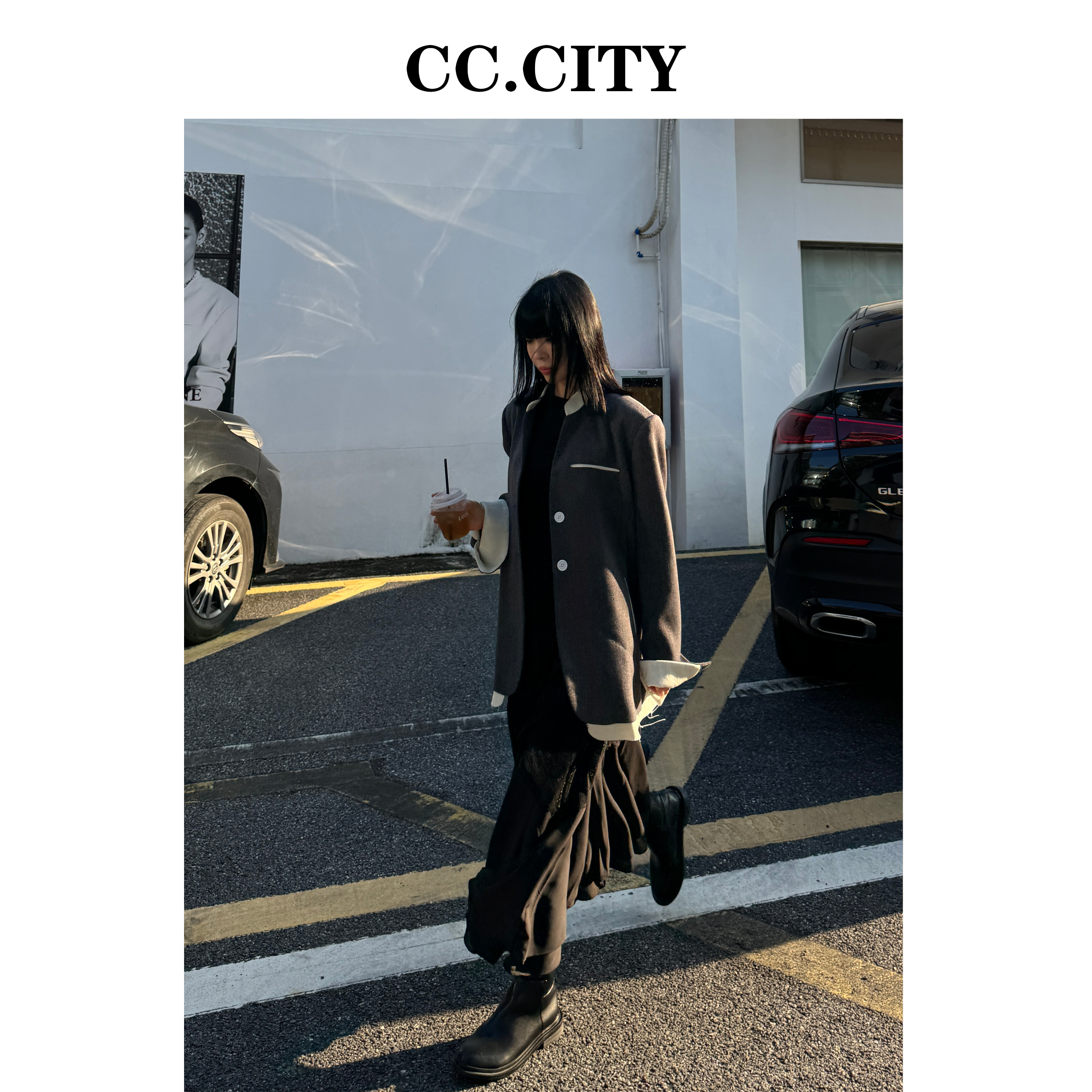 【蔡丽丽&添羽】时尚洋气个性百搭西装拼接撞色外套8T014