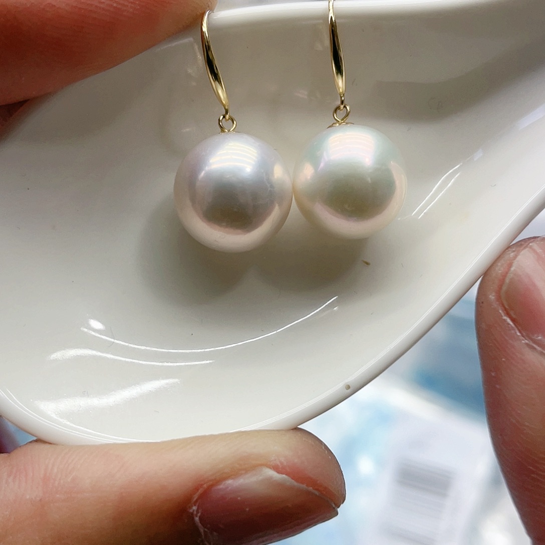 淡水珍珠耳饰18K金镶嵌