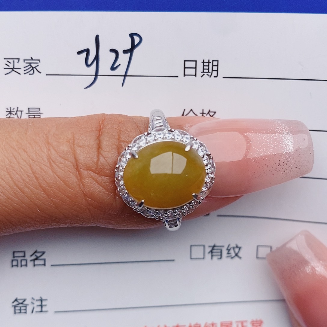 翡翠戒指银S925镶嵌戒指