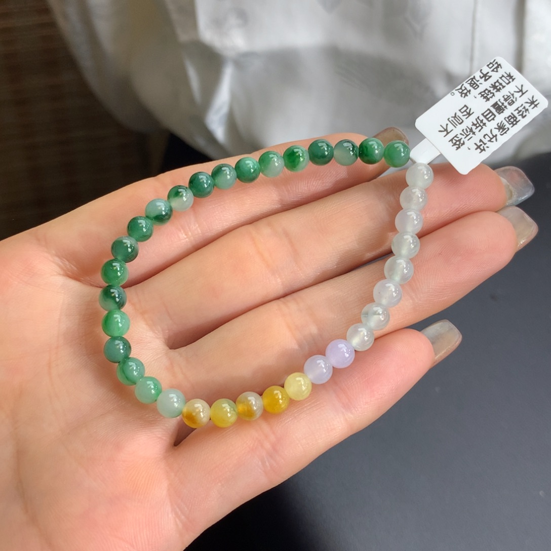 翡翠手链未镶嵌冰胶多宝手链卡5.3m m