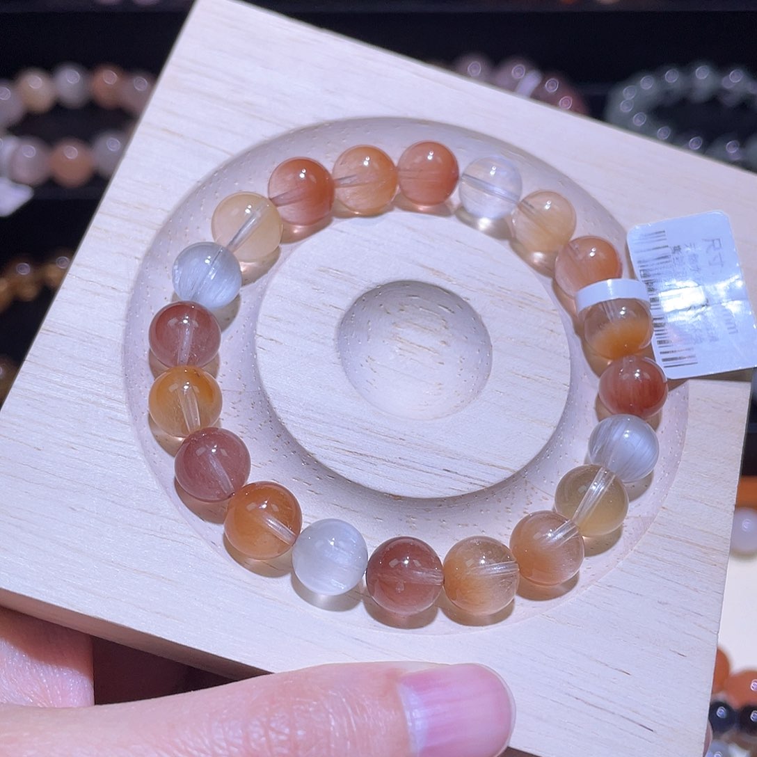 水晶手链未镶嵌兔毛手链，晶体通透9.8