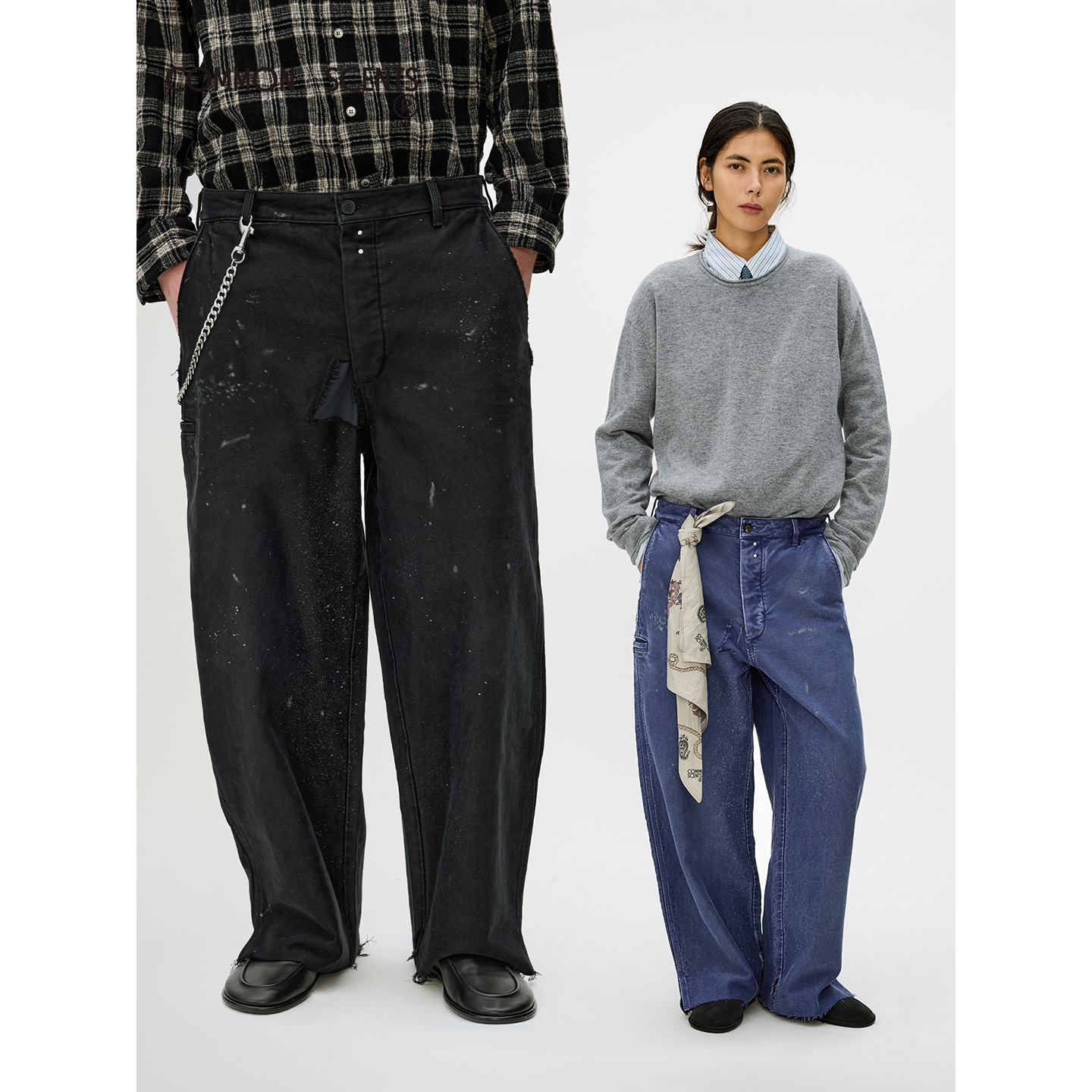 COMMON SCENTS「鼹鼠皮」环保染色重水洗做旧破坏补丁锥形九分裤