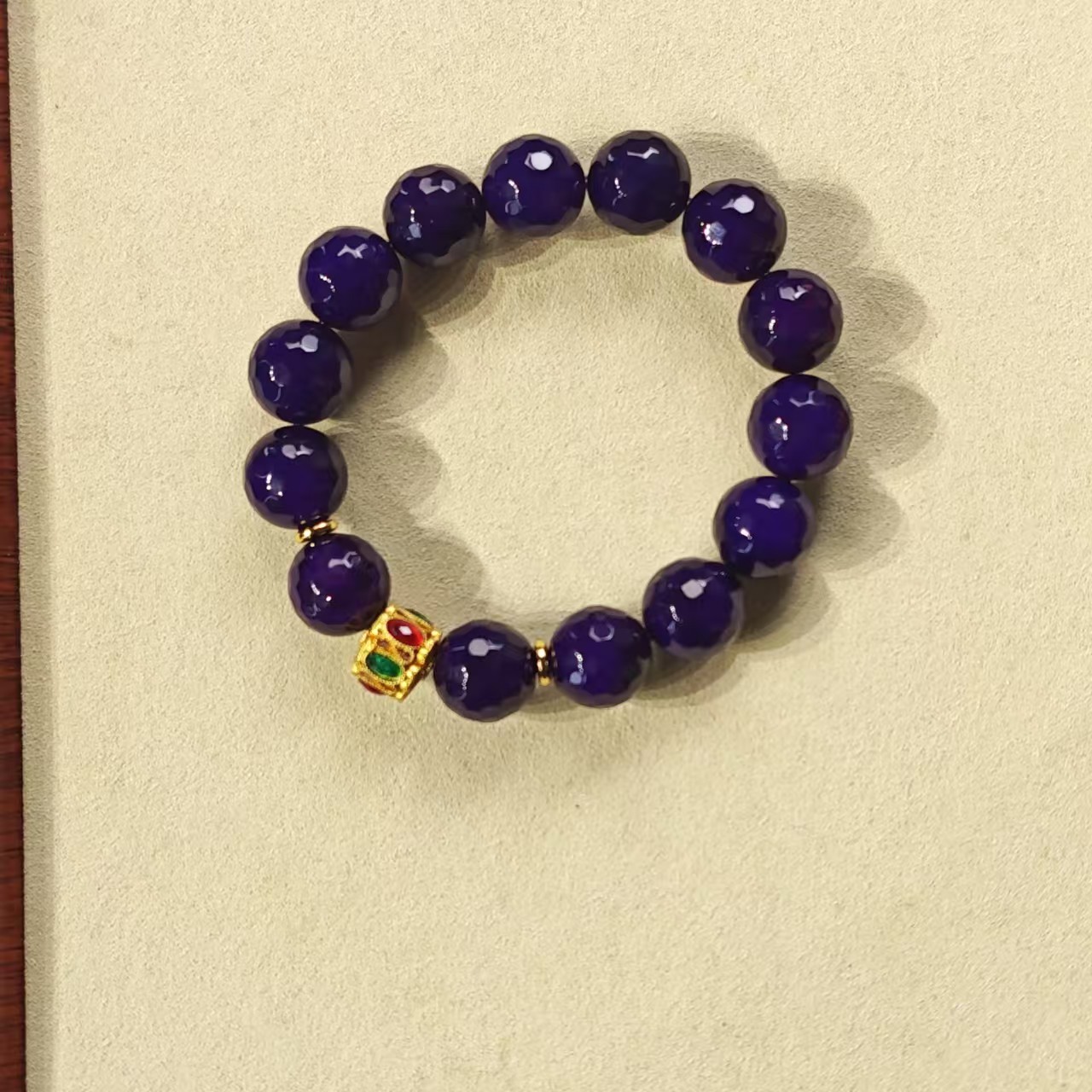 盛世典藏 优选级原矿原子原切天然紫杉醇设计款圆珠切面手串G04