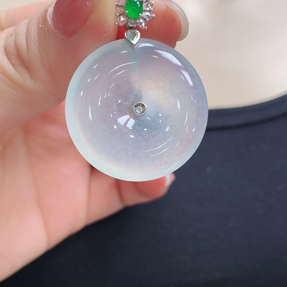 翡翠颈饰18K金镶嵌平安扣