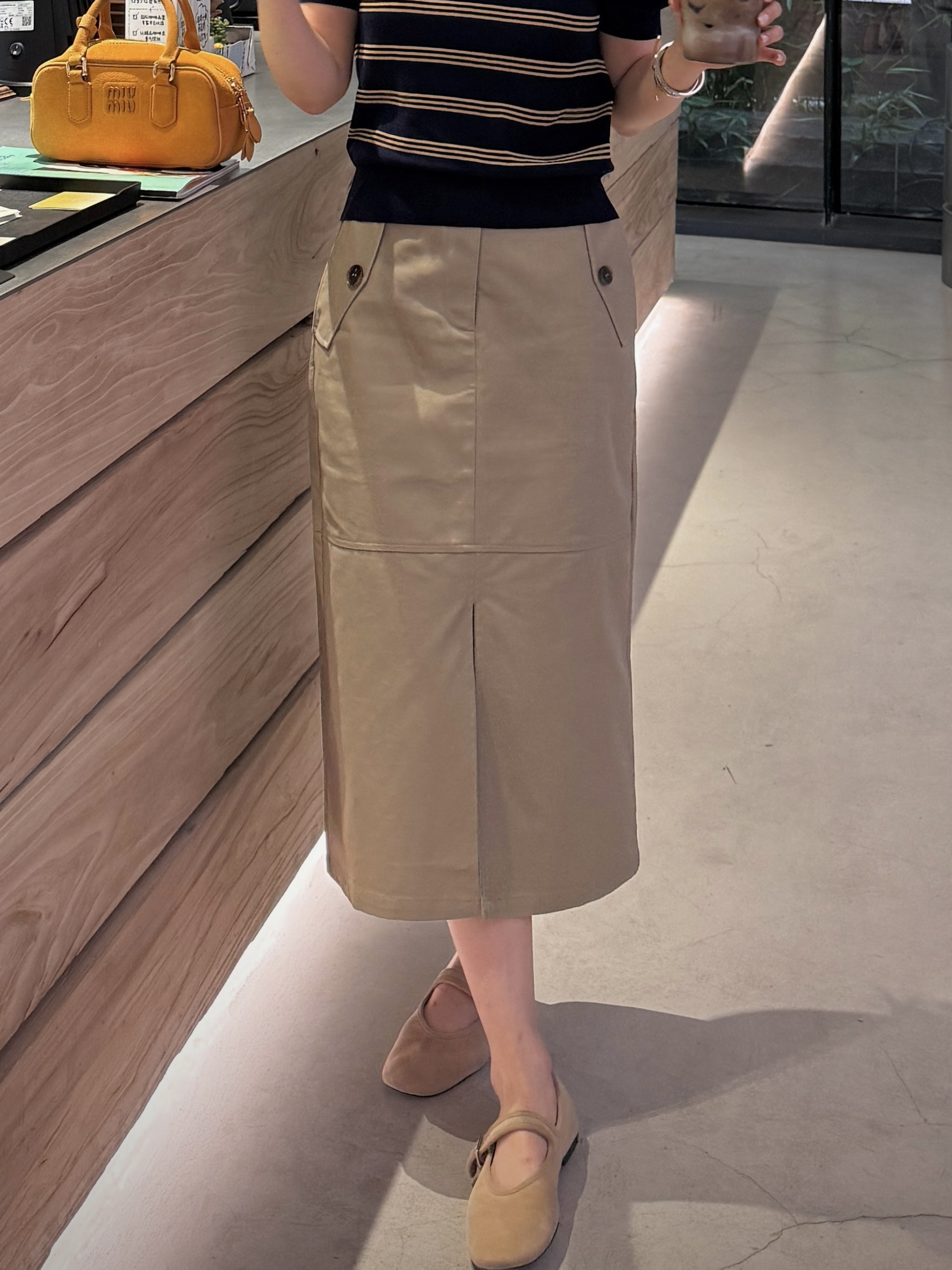 LIU SINYA｜【工装半身裙】100%进口皮马棉定制面料中长款半身裙