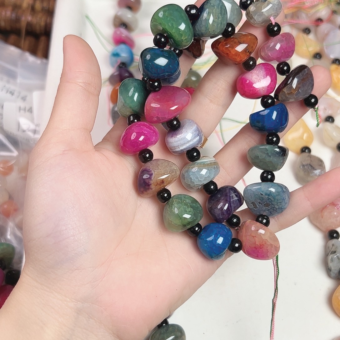 玛瑙/玉髓合金珠宝半成品h435 糖果玛瑙一条
