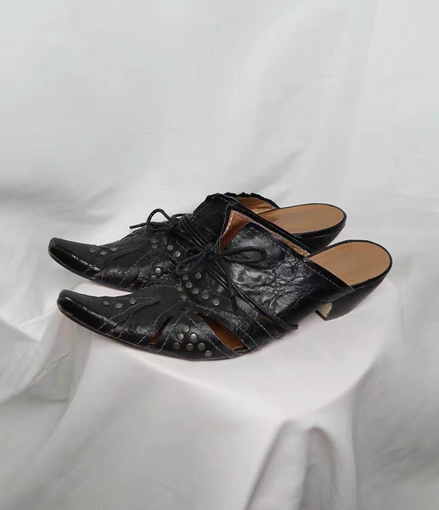 尖头厚底镂空半拖   听主播提示下单～