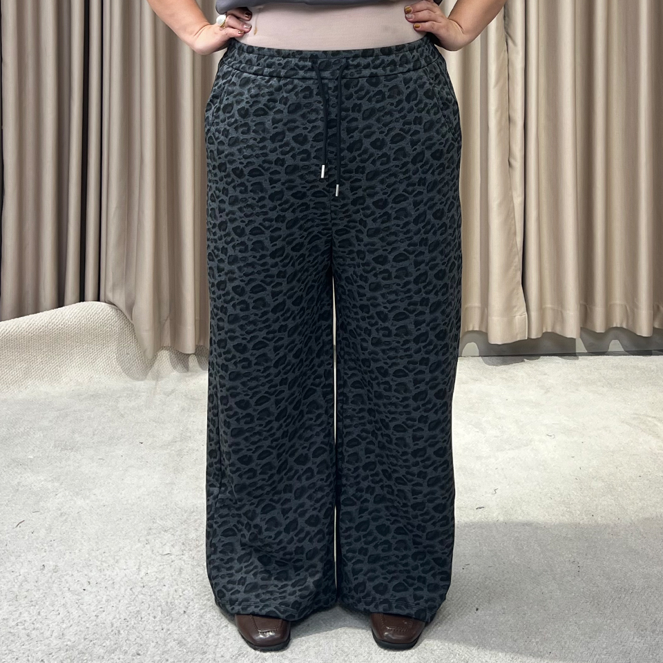 陈美丽【野性自由】大码胖mm冬季加绒复古豹纹直筒休闲裤25186