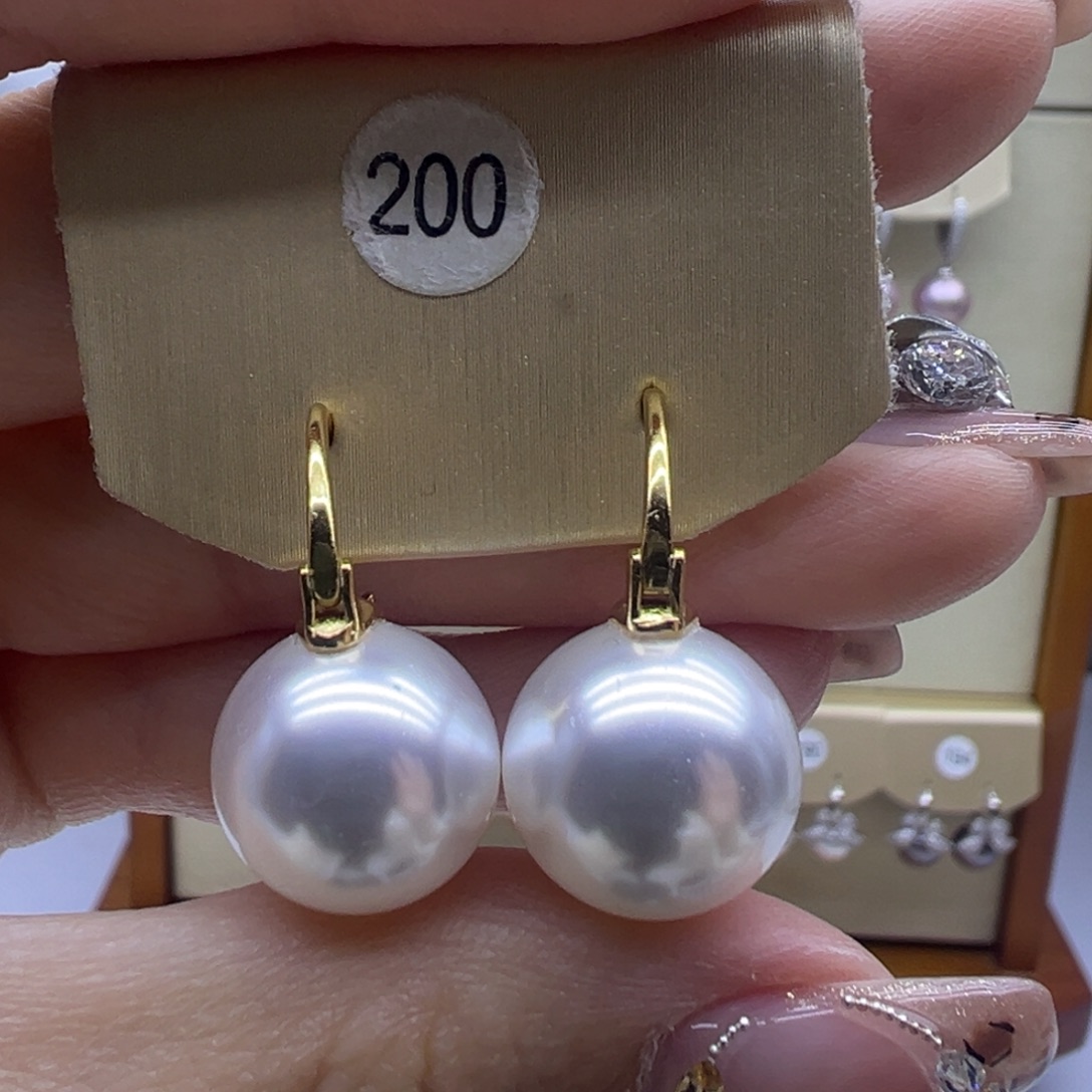 淡水珍珠银S925镶嵌耳饰