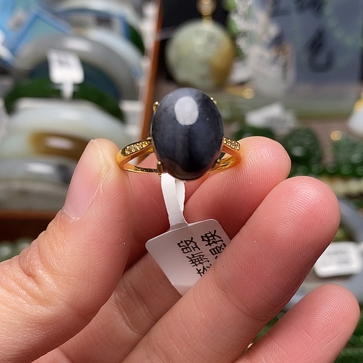 和田玉银S925镶嵌戒指